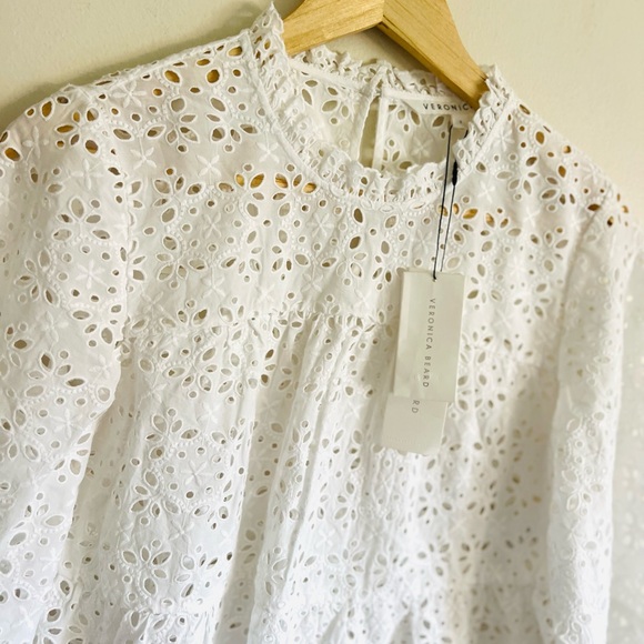 Veronica Beard Emmalyn Eyelet Top in White size 2 - Picture 8 of 16
